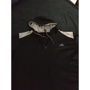 Adidas Golf Hoodie Men L Black 1/4 Zip Fleece Sweatshirt Performance Athletic